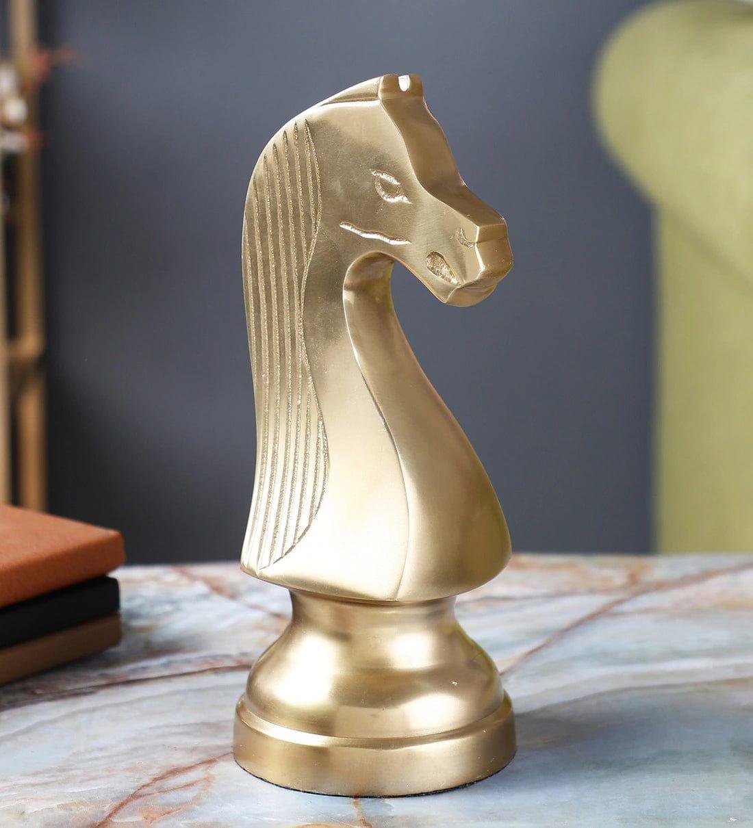 Chess Horse Gold Showpiece, - Ouch Cart