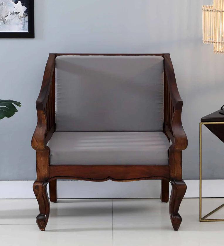 Sheesham Wood 1 Seater Sofa In Scratch Resistant Provincial Teak Finish - Ouch Cart