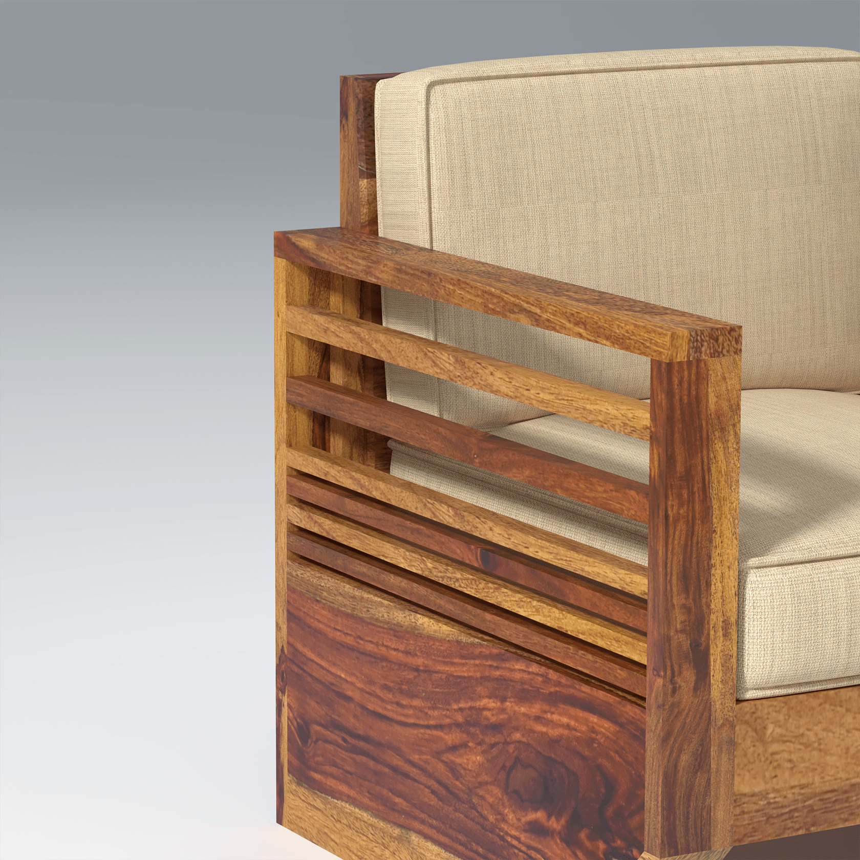 Plushify Sheesham Wood Sofa In Light Honey - Ouch Cart