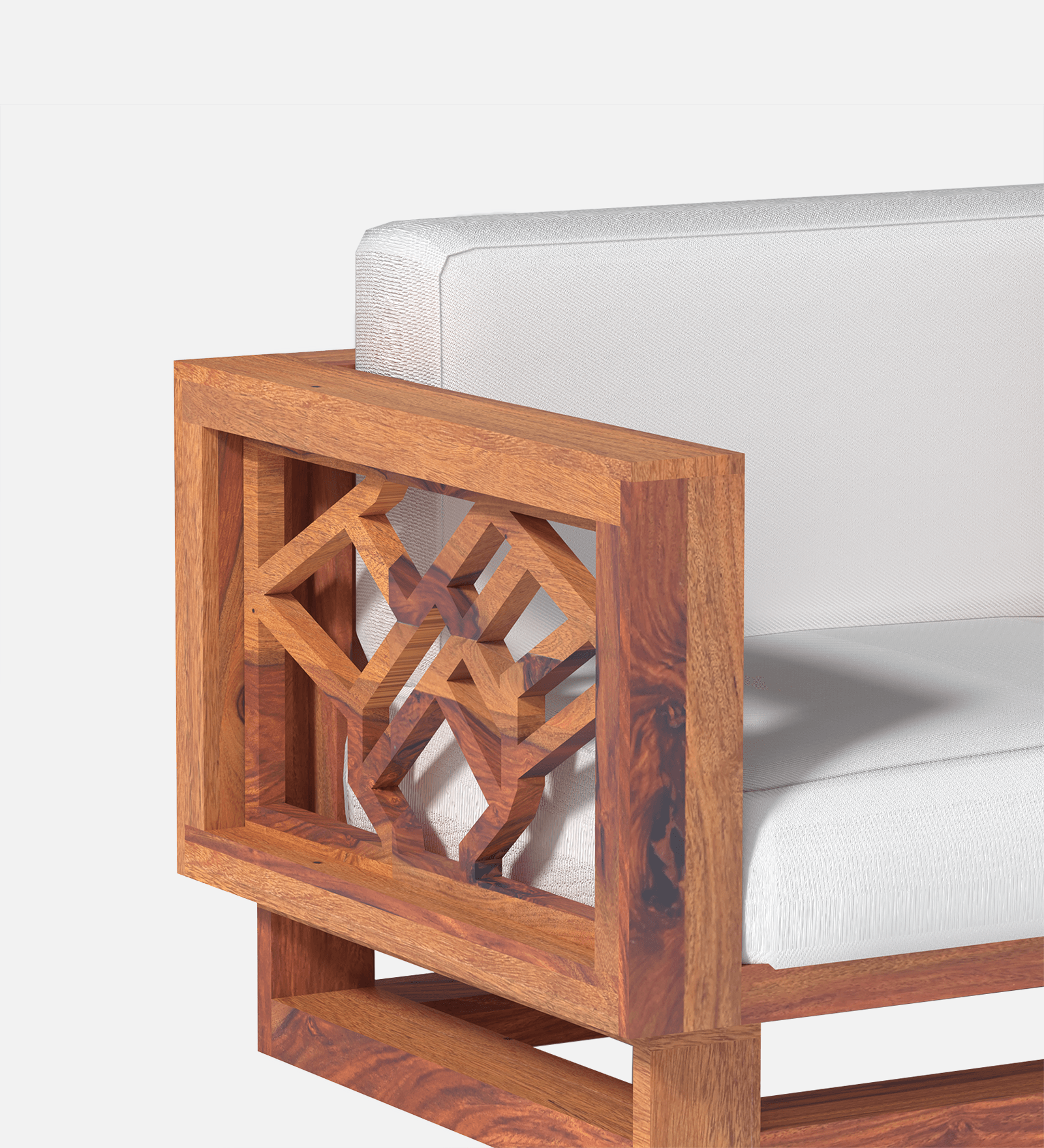 Cushy lounger Sheesham Wood Sofa In Reddish Walnut - Ouch Cart