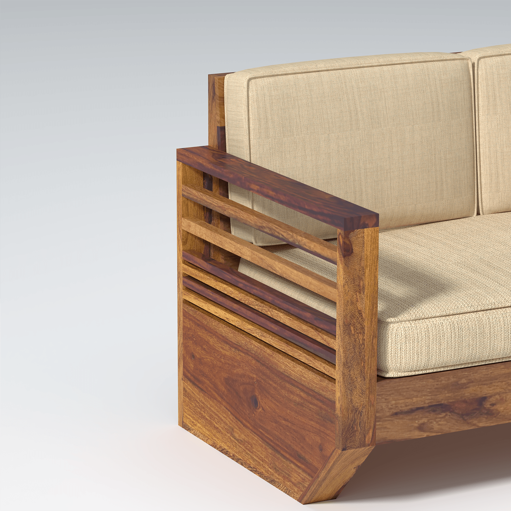 Plushify Sheesham Wood Sofa In Light Honey - Ouch Cart