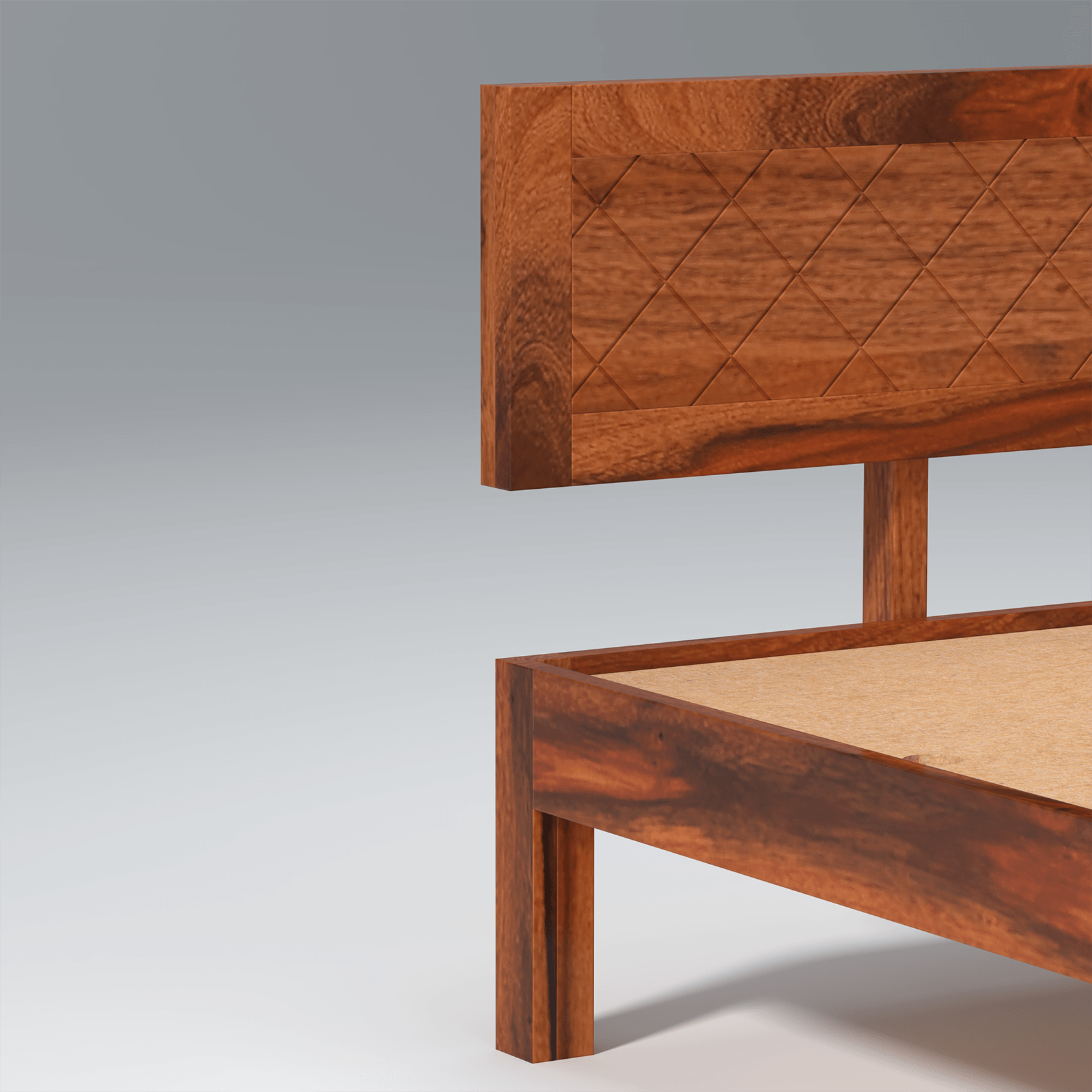 Lofted Sheesham Wood bed Without Storage in Maharani Color - Ouch Cart