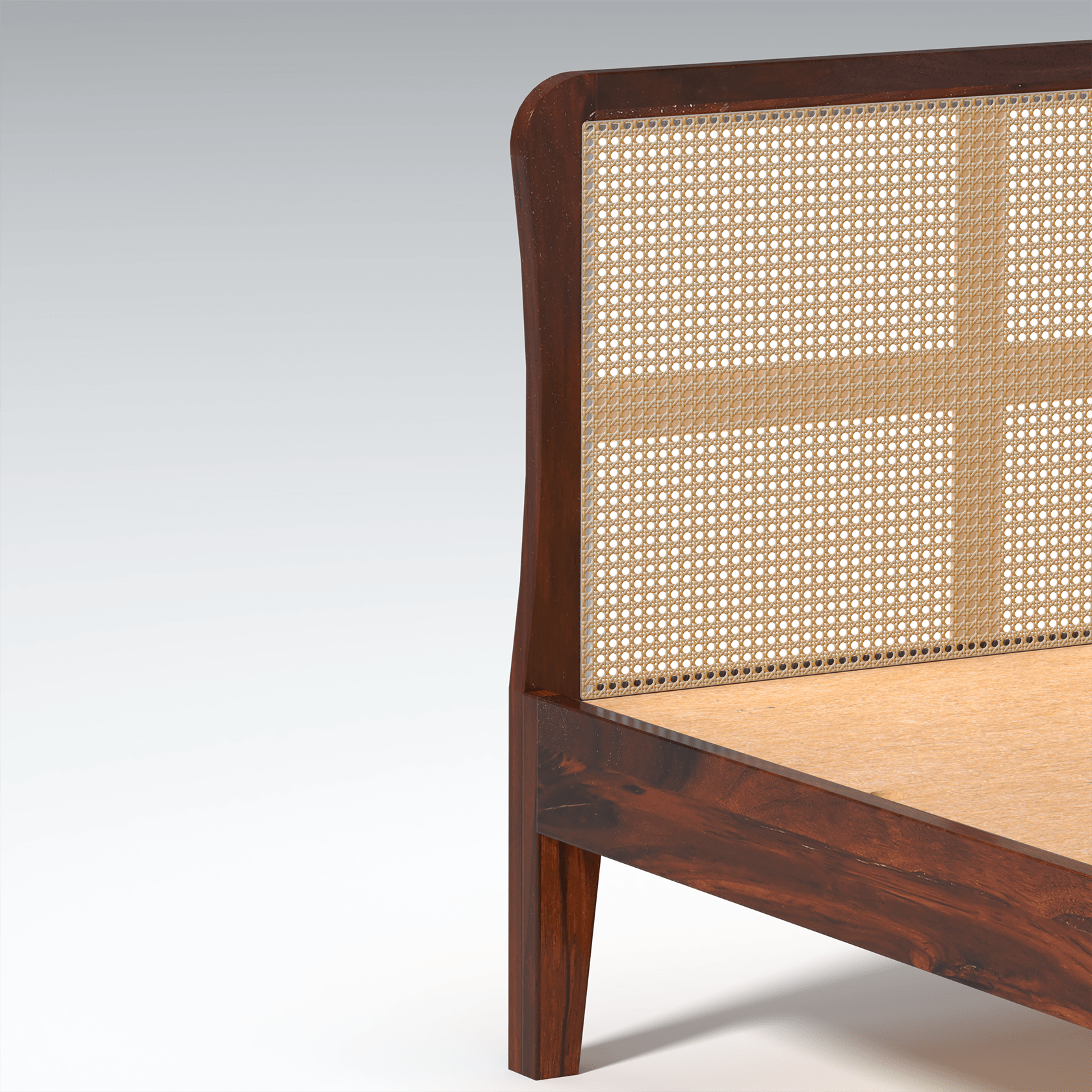 Zen Cane & Sheesham Wood Bed In Maharani Finish - Ouch Cart