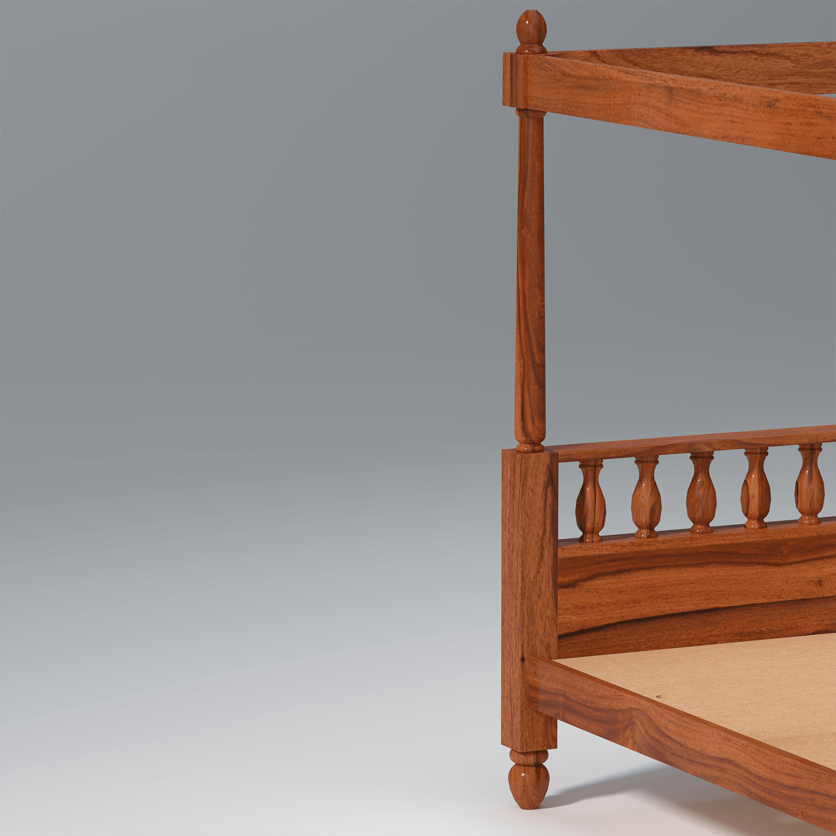 Dreamer Sheesham Wood Bed without Storage in Maharani Color - Ouch Cart
