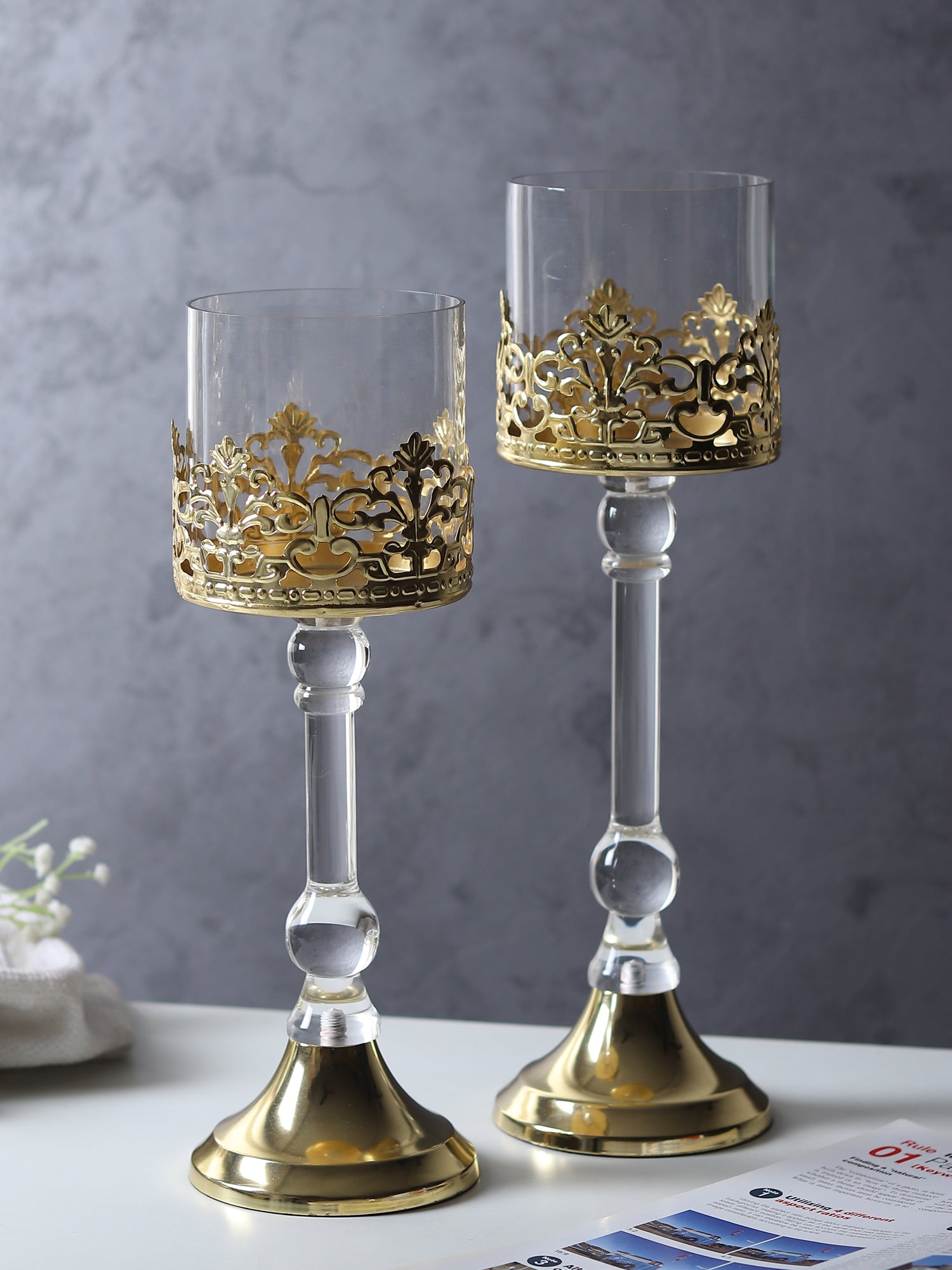 Aurum Crest Pillar Candle Holder Big - OUCHCART | Candle holder