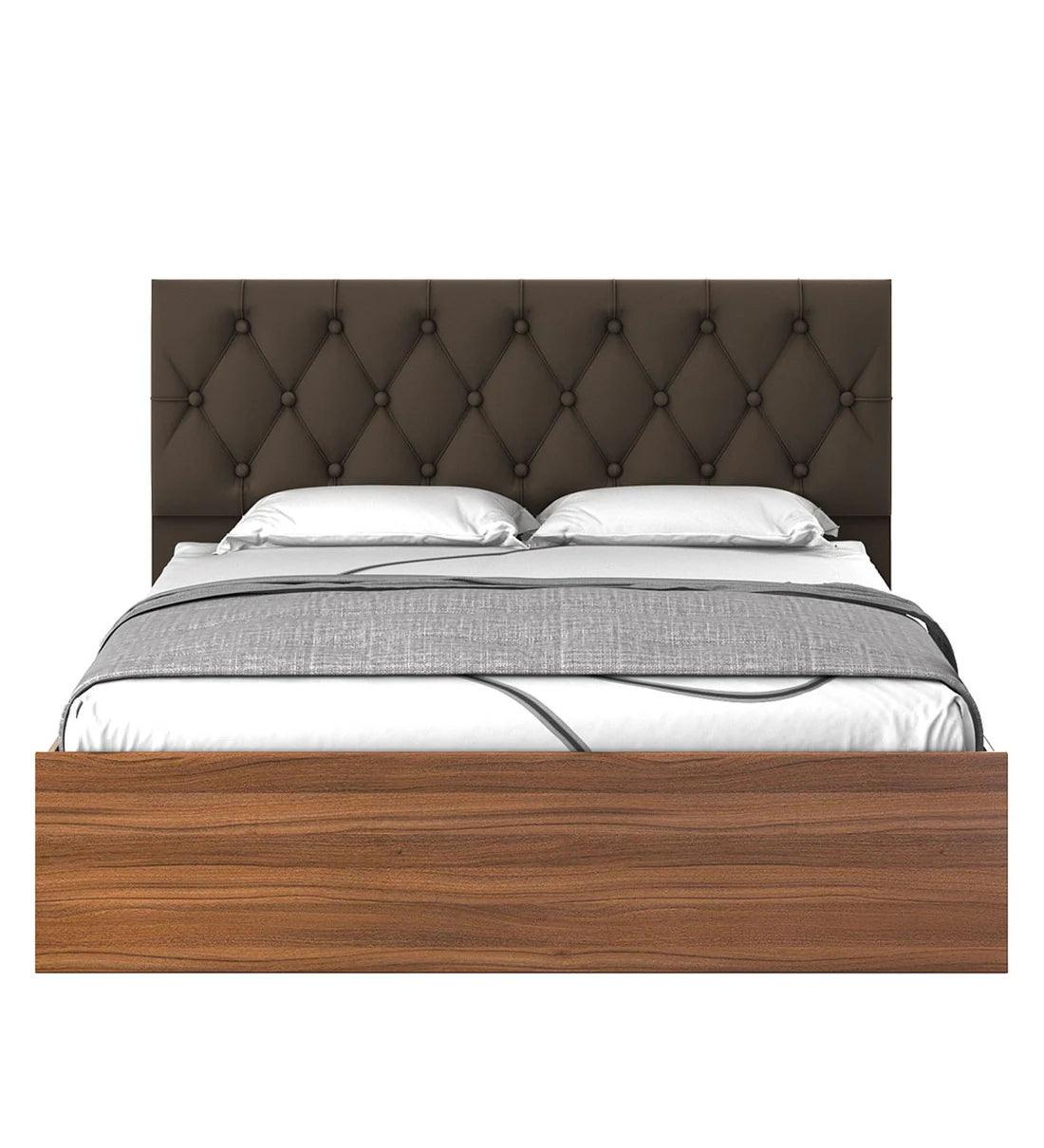 King Size Bed in Exotic Teak Finish with Hydraulic Storage - Ouch Cart
