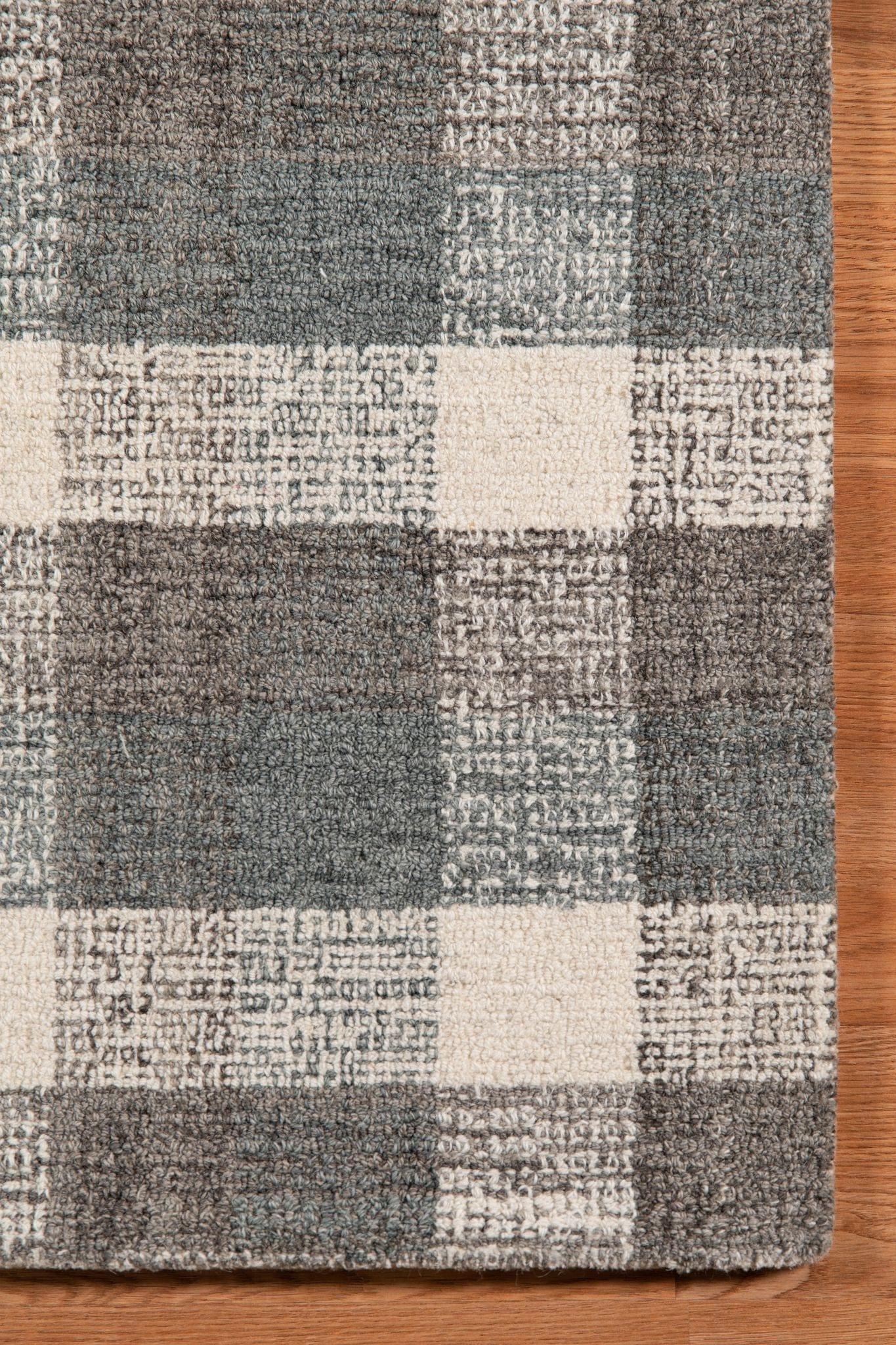 Dark Gray Wool Tartan 8X10 Feet Hand-Tufted Carpet - Rug - Ouch Cart