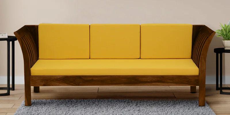 Sheesham Wood 3 Seater Sofa in Scratch Resistant Provincial Teak Finish - Ouch Cart