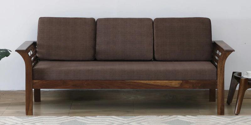 Sheesham Wood 3 Seater Sofa In Scratch Resistant Brown & Provincial Teak Finish - Ouch Cart