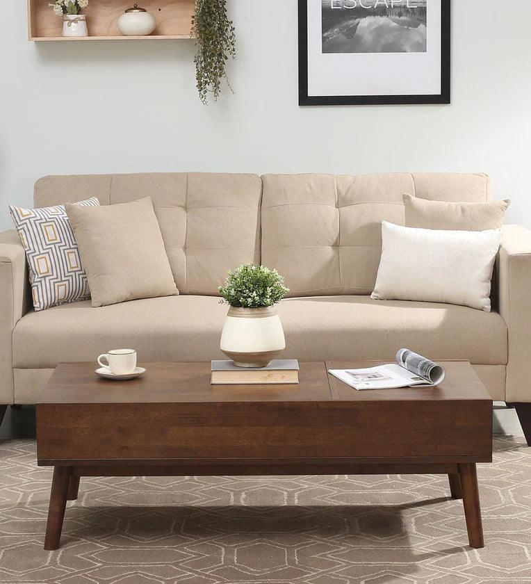 Solid Wood Coffee Table In Walnut Finish - Ouch Cart