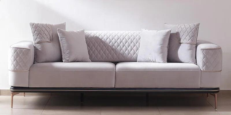Velvet 3 Seater Sofa In Peach Colour - Ouch Cart