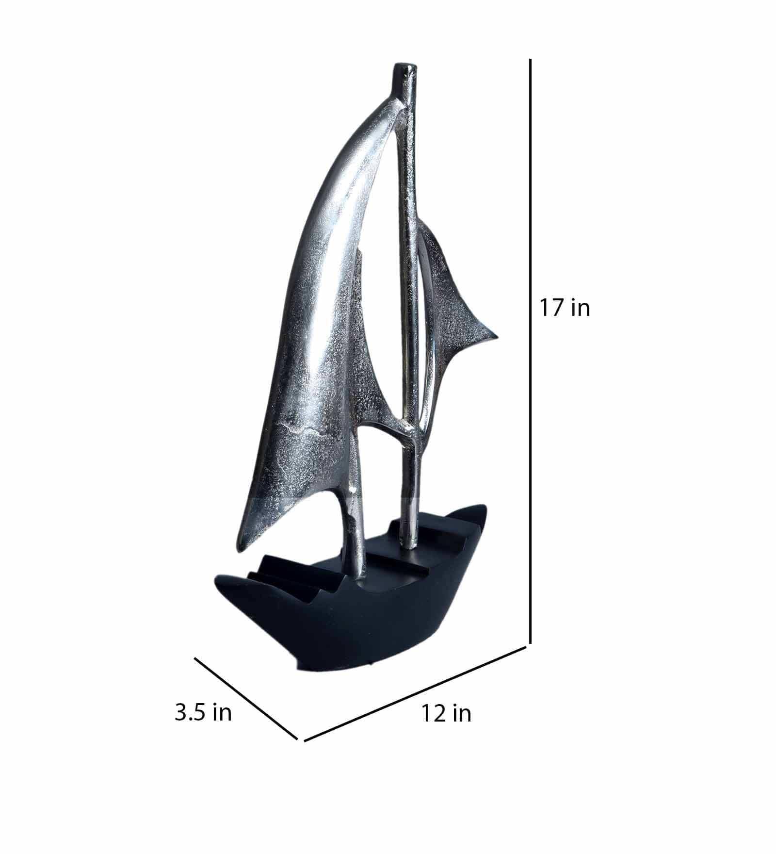 Dream Boat Large Raw Silver Finish Aluminium Boat, - Ouch Cart