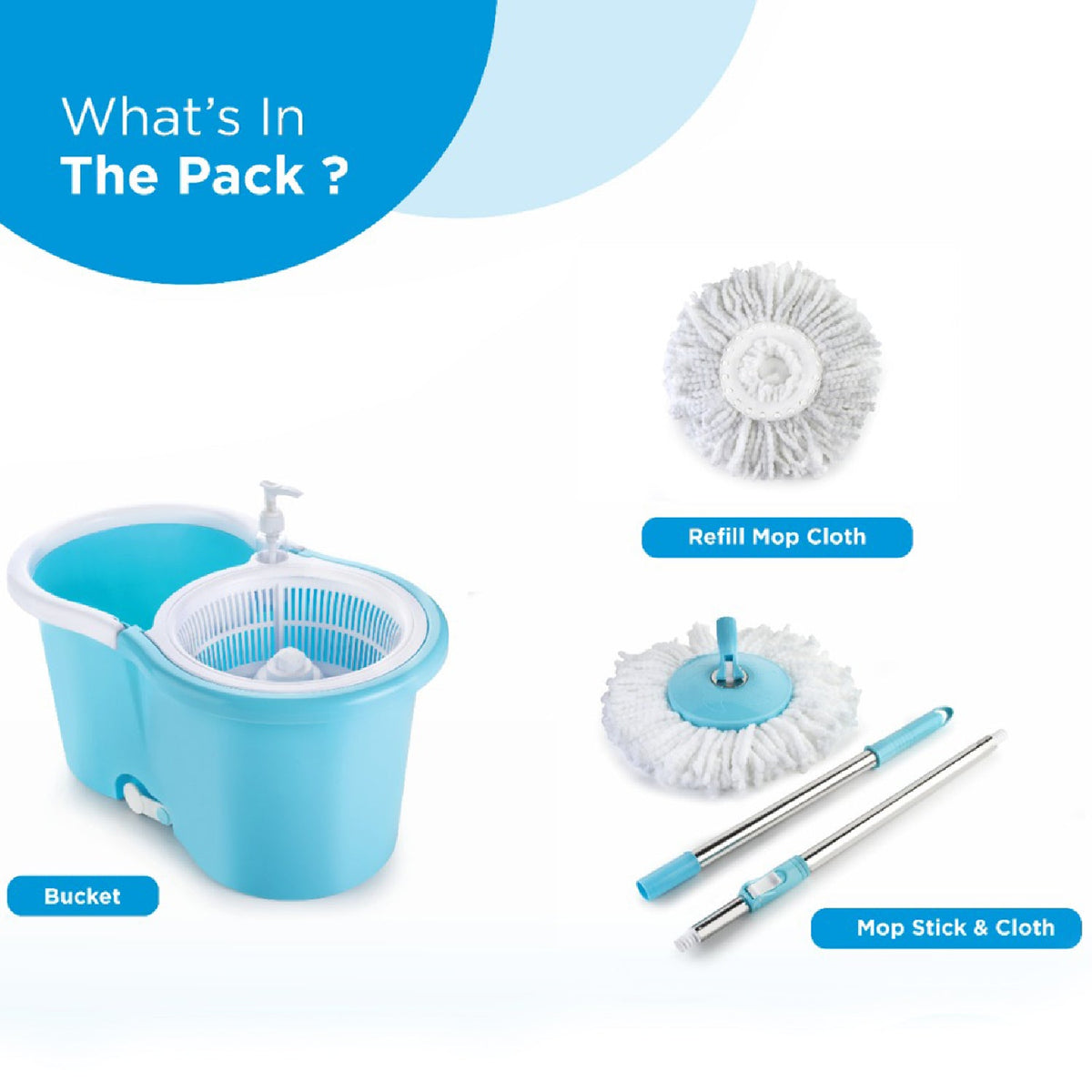 8702 Plastic Spinner Bucket Mop 360 Degree Self Spin Wringing With 2 Absorbers For Home And Office Floor Cleaning Mops Set Wukusy