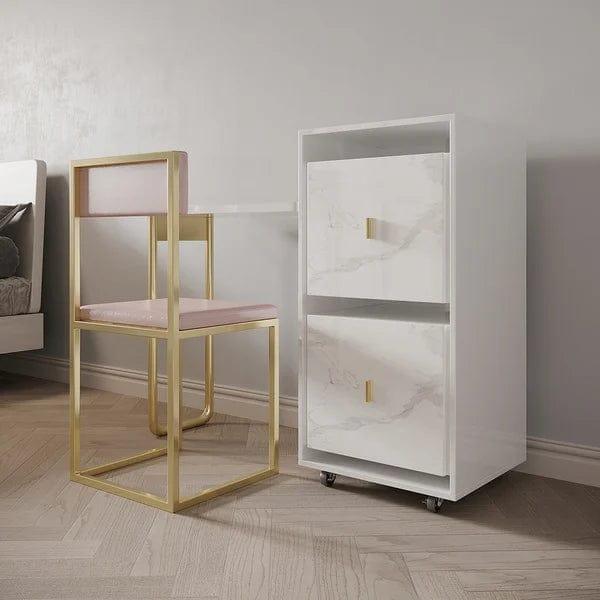 Nanami Folding Desk White Extendable Writing Desk with Cabinet & Chair - Ouch Cart