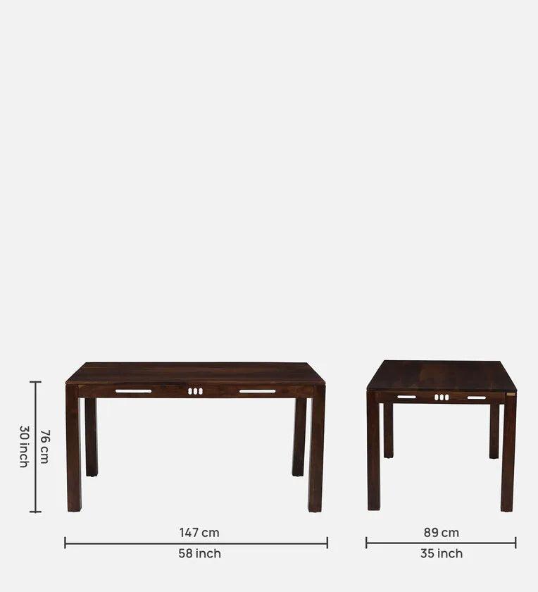 Sheesham Wood 6 Seater Dining Set In Scratch Resistant Provincial Teak Finish - Ouch Cart