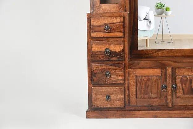 Chitrangi Sheesham Wood Dressing Table With Drawer And Cabinet - Ouch Cart