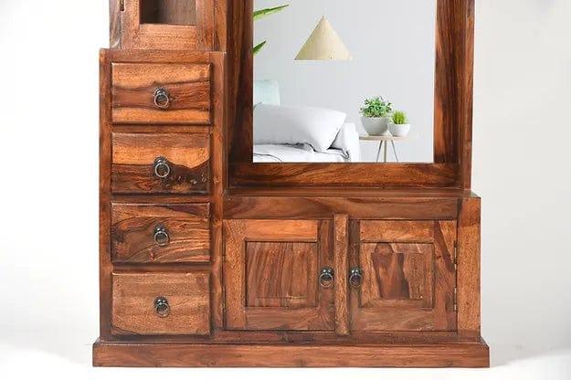 Chitrangi Sheesham Wood Dressing Table With Drawer And Cabinet - Ouch Cart
