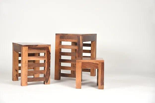 Chandak Set Of 3 Stools - Ouch Cart