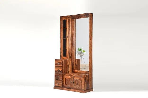 Chitrangi Sheesham Wood Dressing Table With Drawer And Cabinet - Ouch Cart