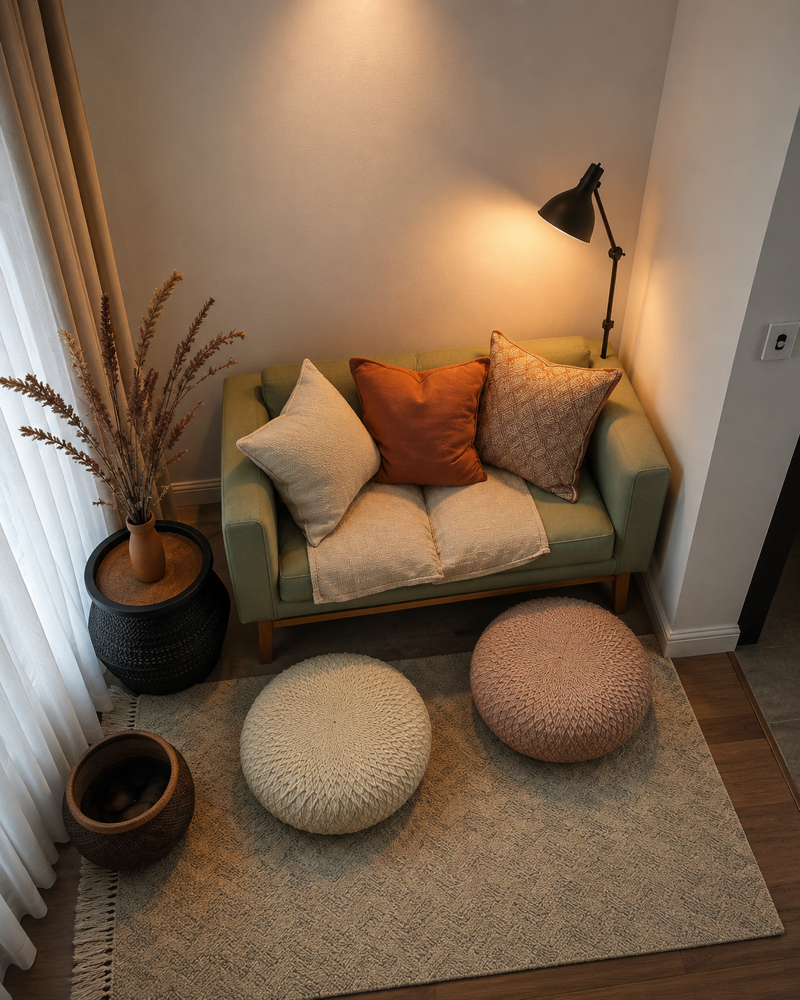Modern 2-Seater Fabric Sofa with Cushions | Stylish Living Room Sofa OUCH CART