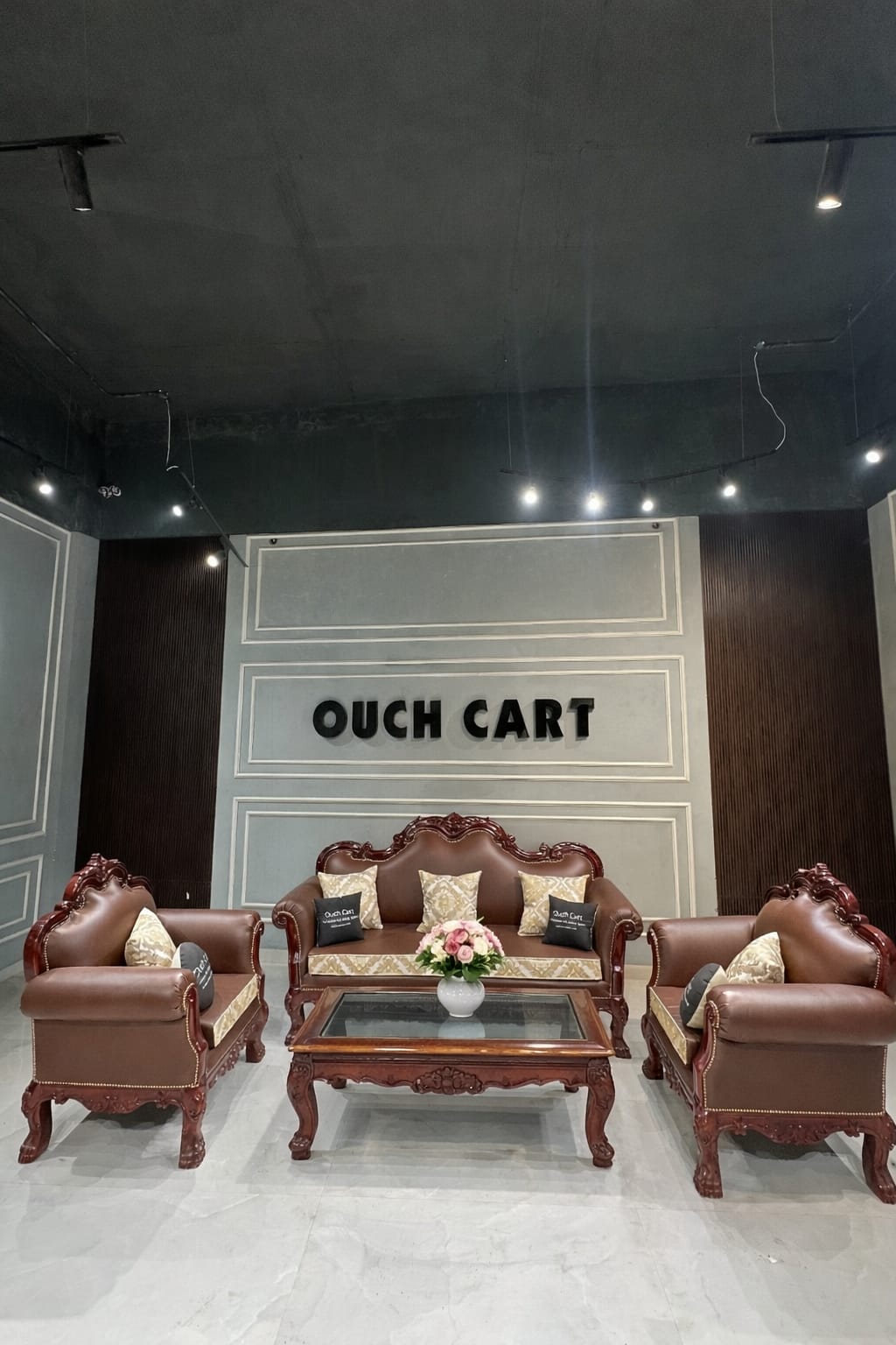 Luxury Classic Wooden Sofa Set (3+1+1) with Premium Upholstery | Royal Living Room Furniture OUCH CART