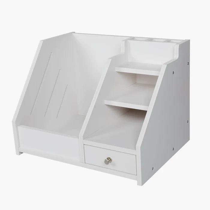 Multi Use Desktop Stationery Organizer Box with Drawer Rack (White) - Ouch Cart