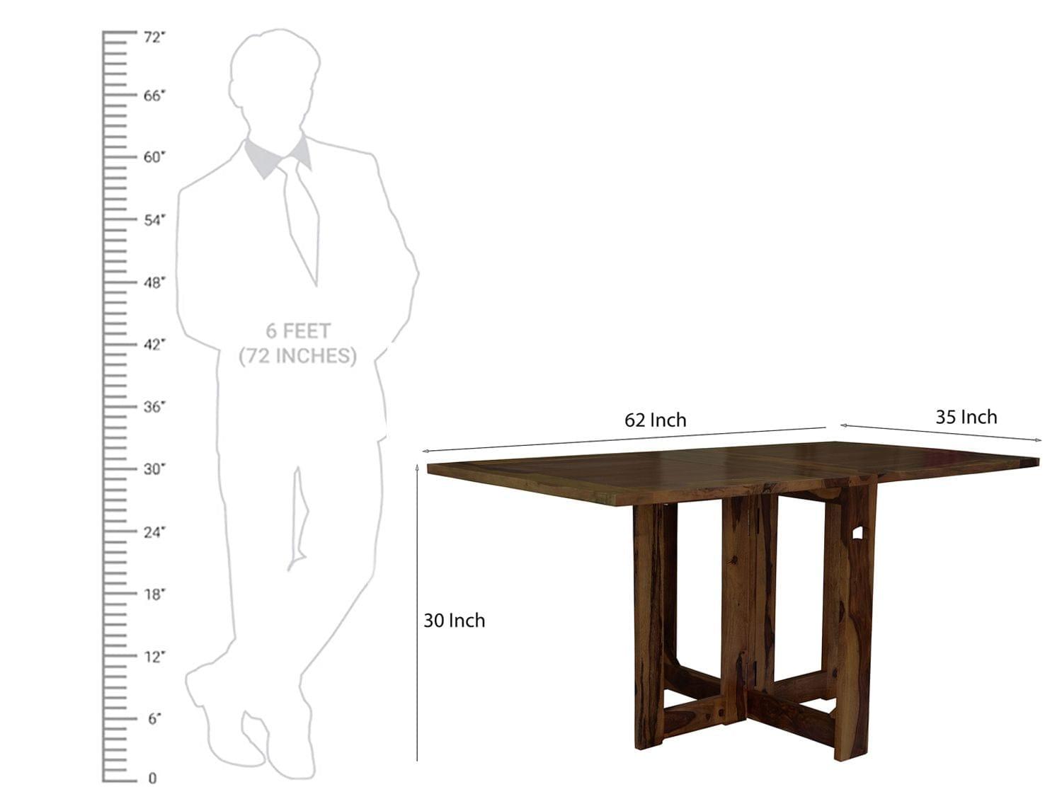 Sheesham Wood foldable dining table in walnut finish - Ouch Cart