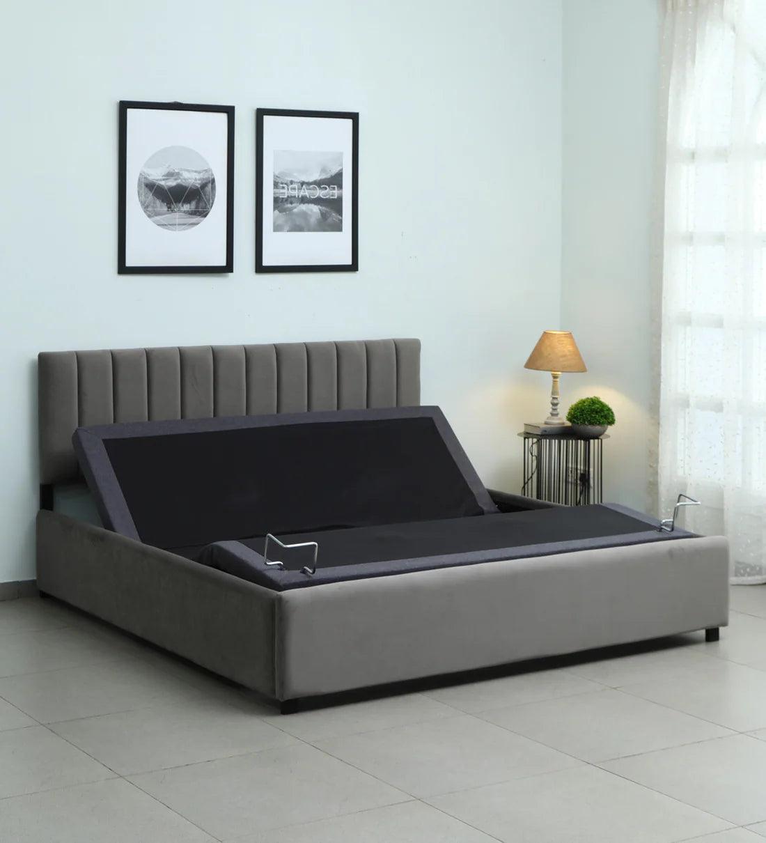 Aliba King Size Smart Bed in Italia Grey Colour With Remote - Ouch Cart