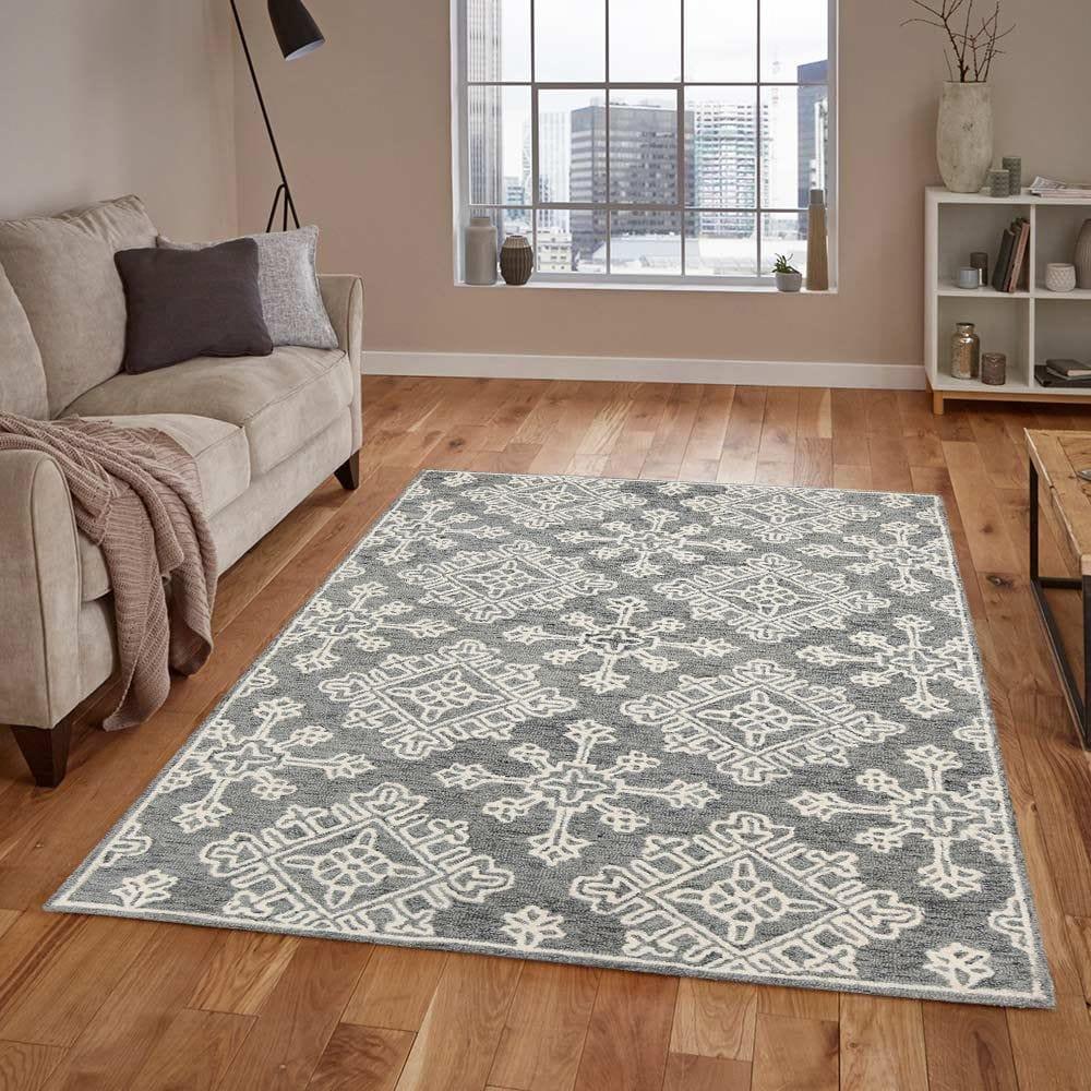 Gray Steel Wool Boston 4x6 Feet Hand-Tufted Carpet - Rug - Ouch Cart