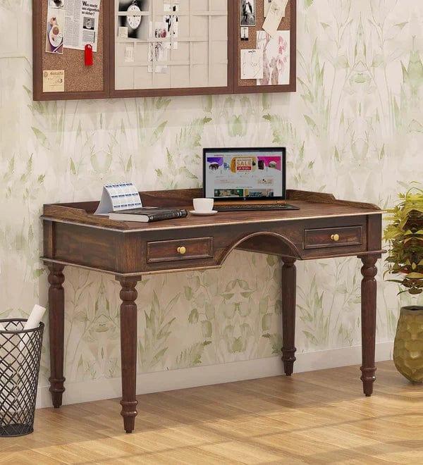 Norma Solid Wood Writing Table In Provincial Teak Finish - Ouch Cart