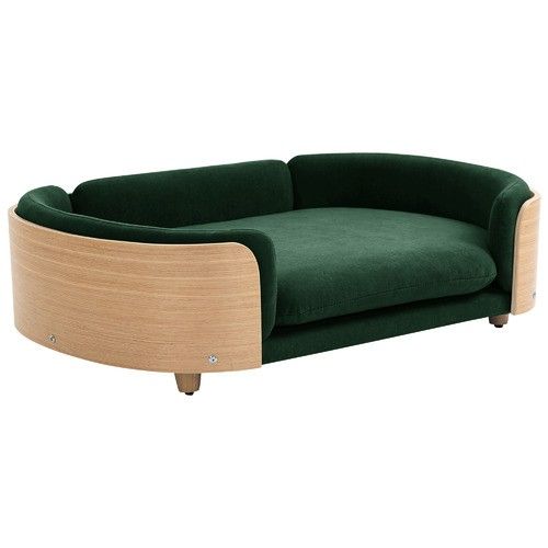Modern Luxury Wooden Dog Sofa Bed with Soft Cushion | Premium Pet Couch for Medium & Large Dogs