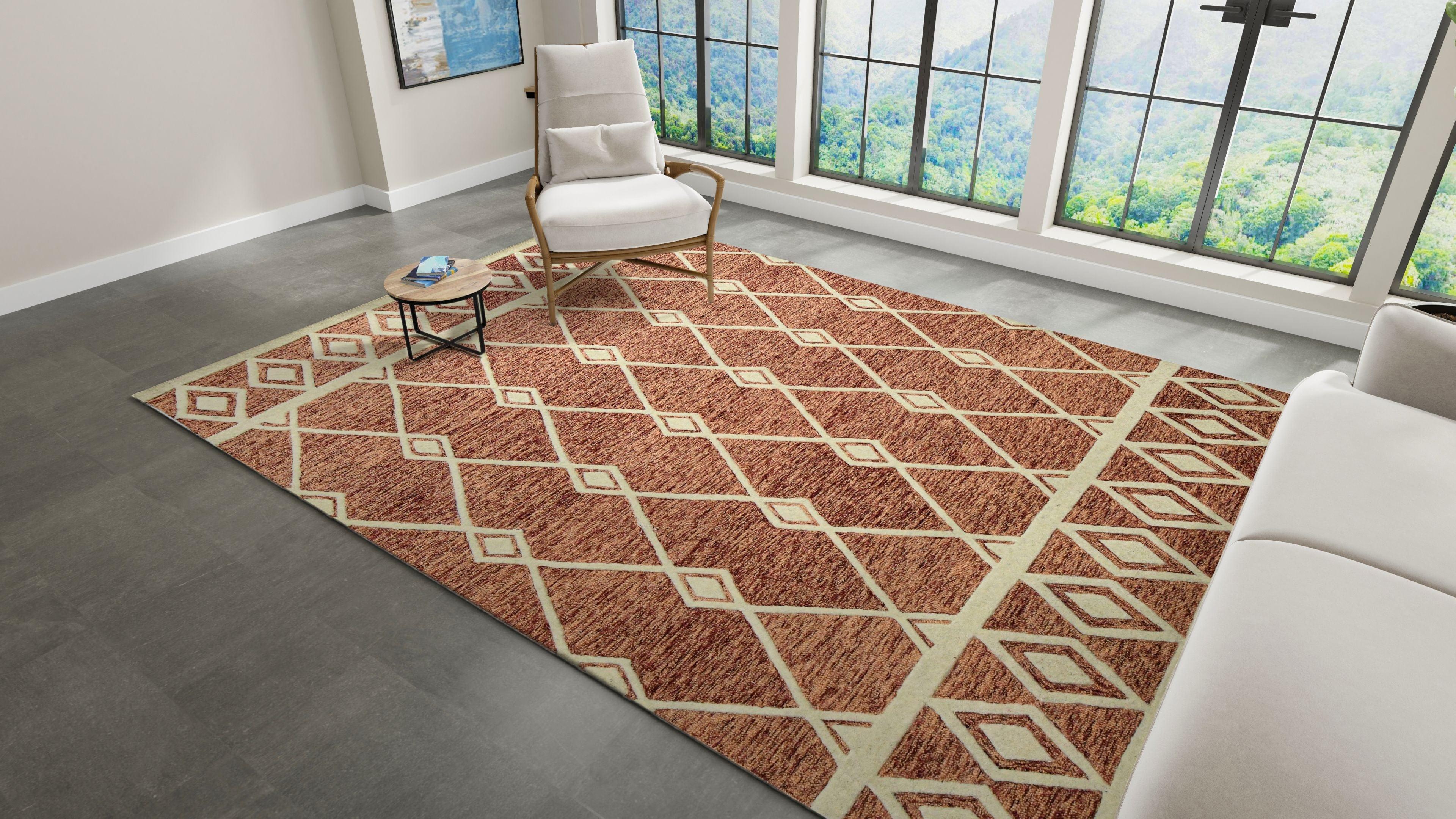 Rust Wool Vista 8X10 Feet Hand-Tufted Carpet - Rug - Ouch Cart