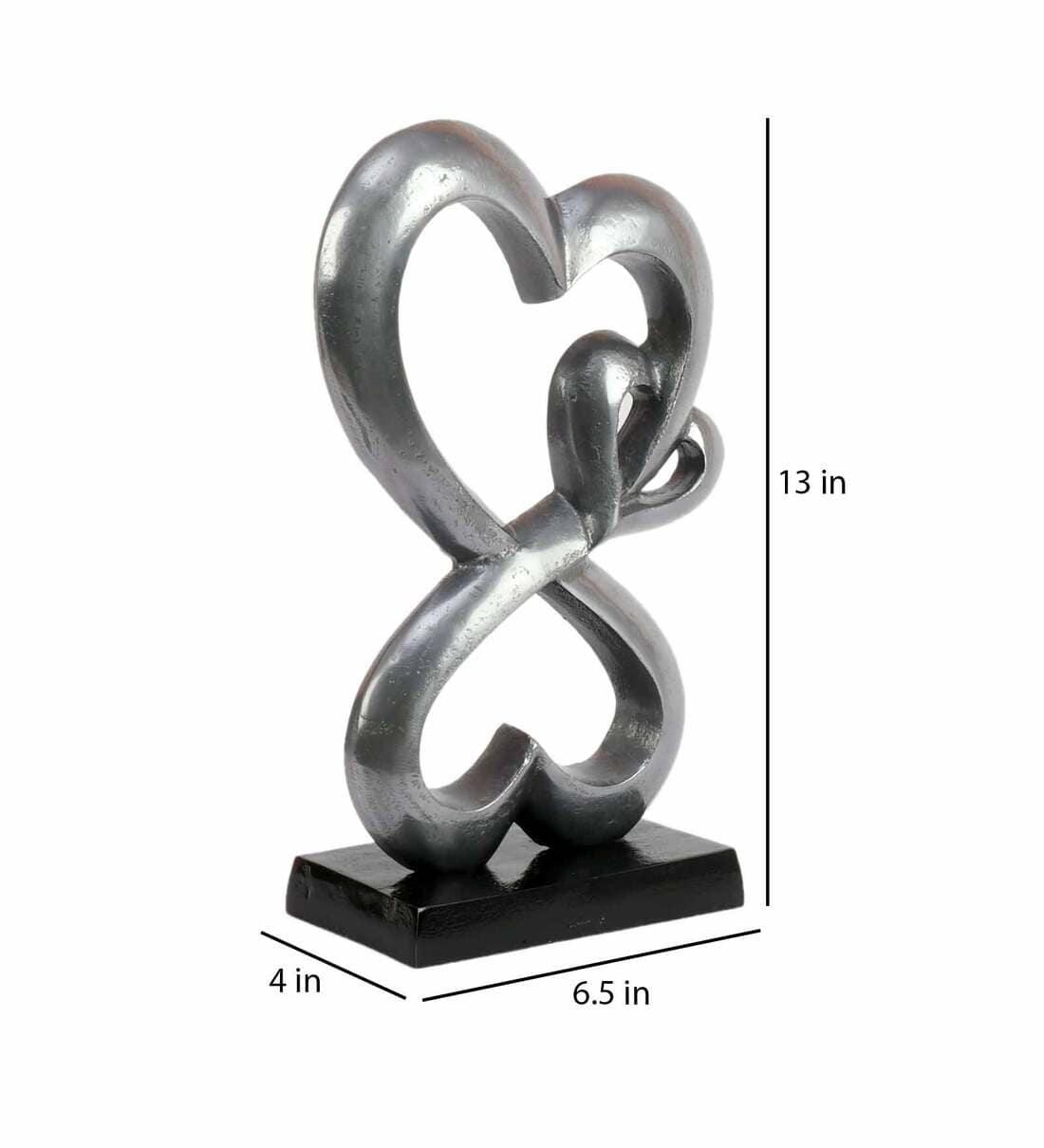 Family Heart Vblue And Black Base Raw Finish Small Sculpture, - Ouch Cart