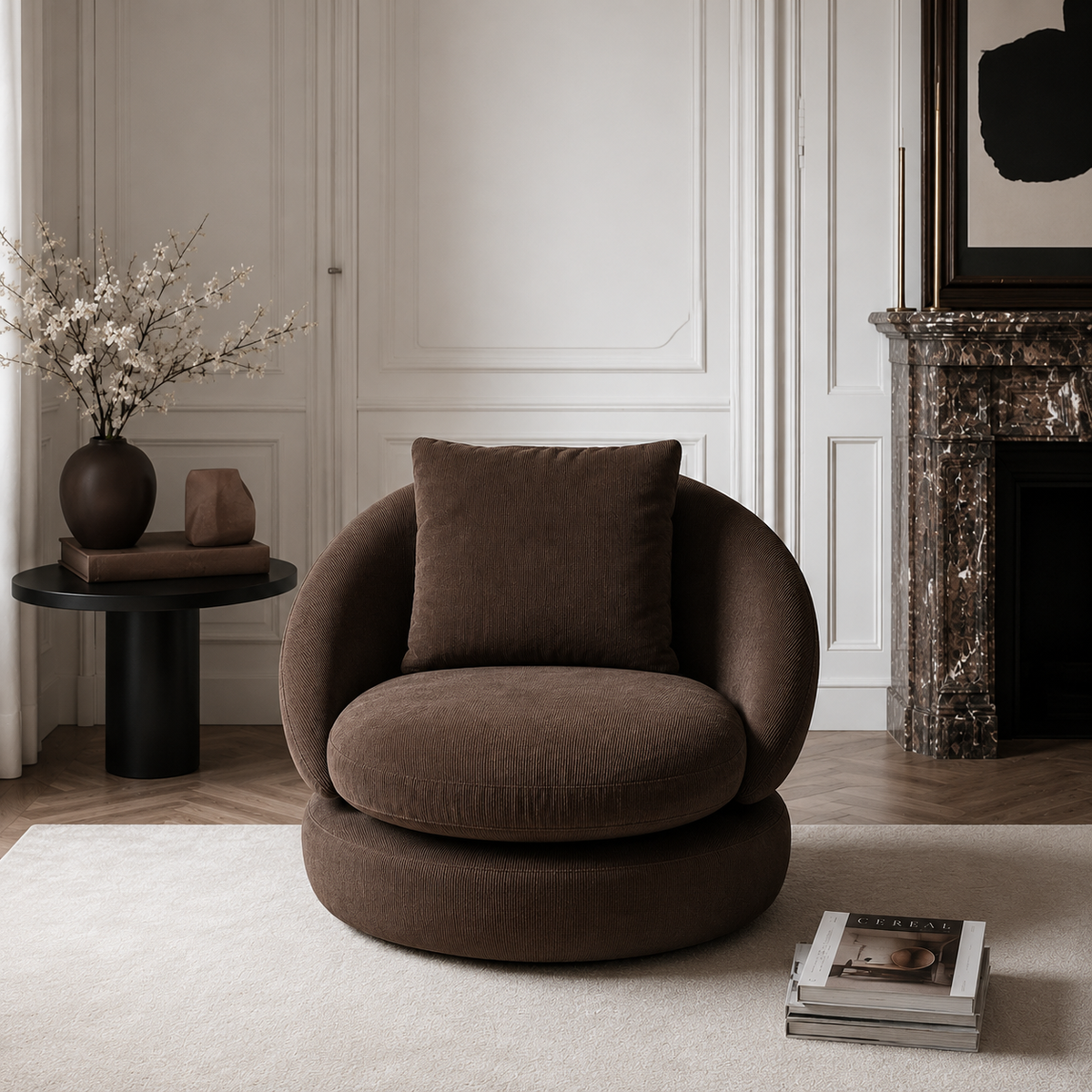 Ouch Cart Modern Brown Upholstered Accent Lounge Chair OUCH CART