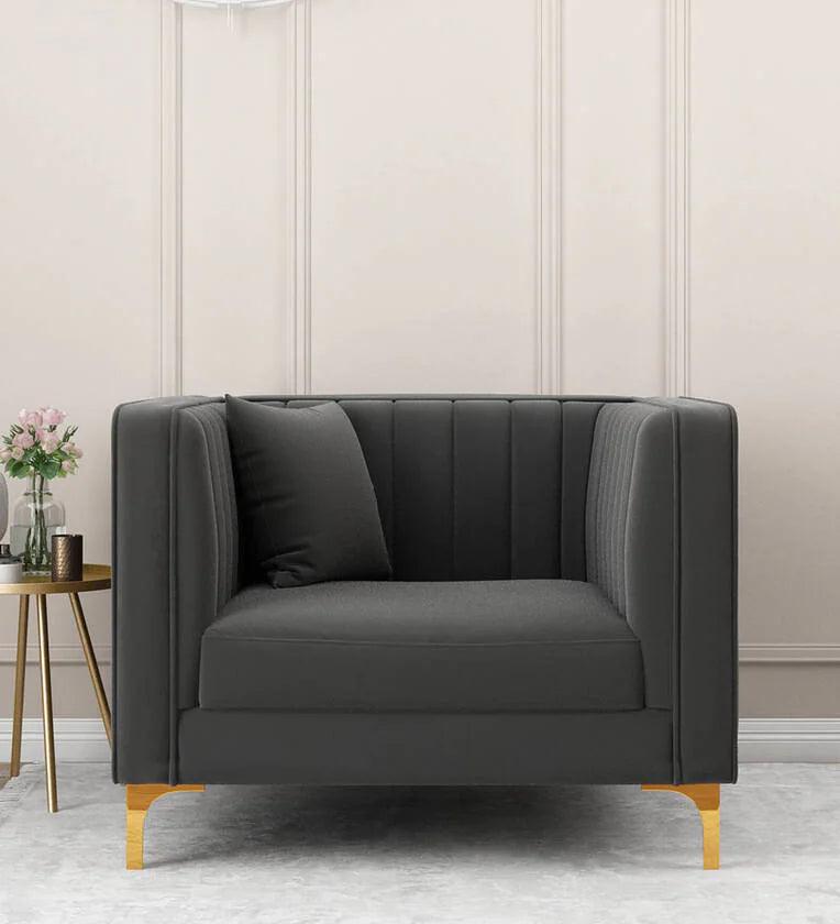 Velvet 1 Seater Sofa Dark Greycolour - Ouch Cart