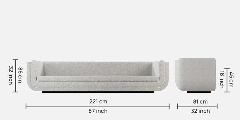 Fabric 3 Seater Sofa in White Colour - Ouch Cart