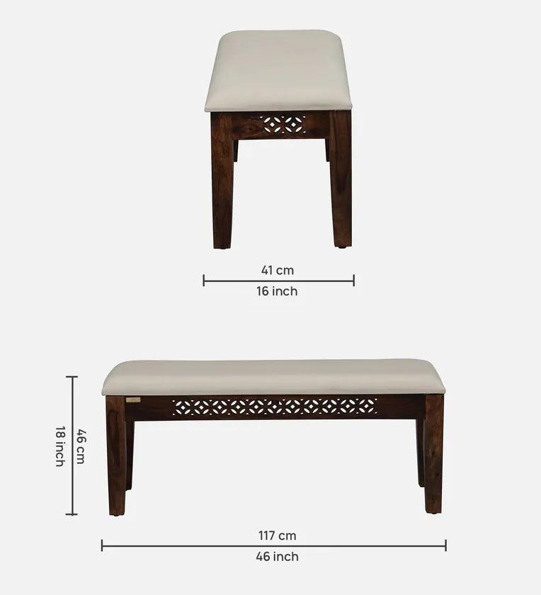 Sheesham Wood 6 Seater Dining Set in Scratch Resistant Provincial Teak Finish With Bench - Ouch Cart