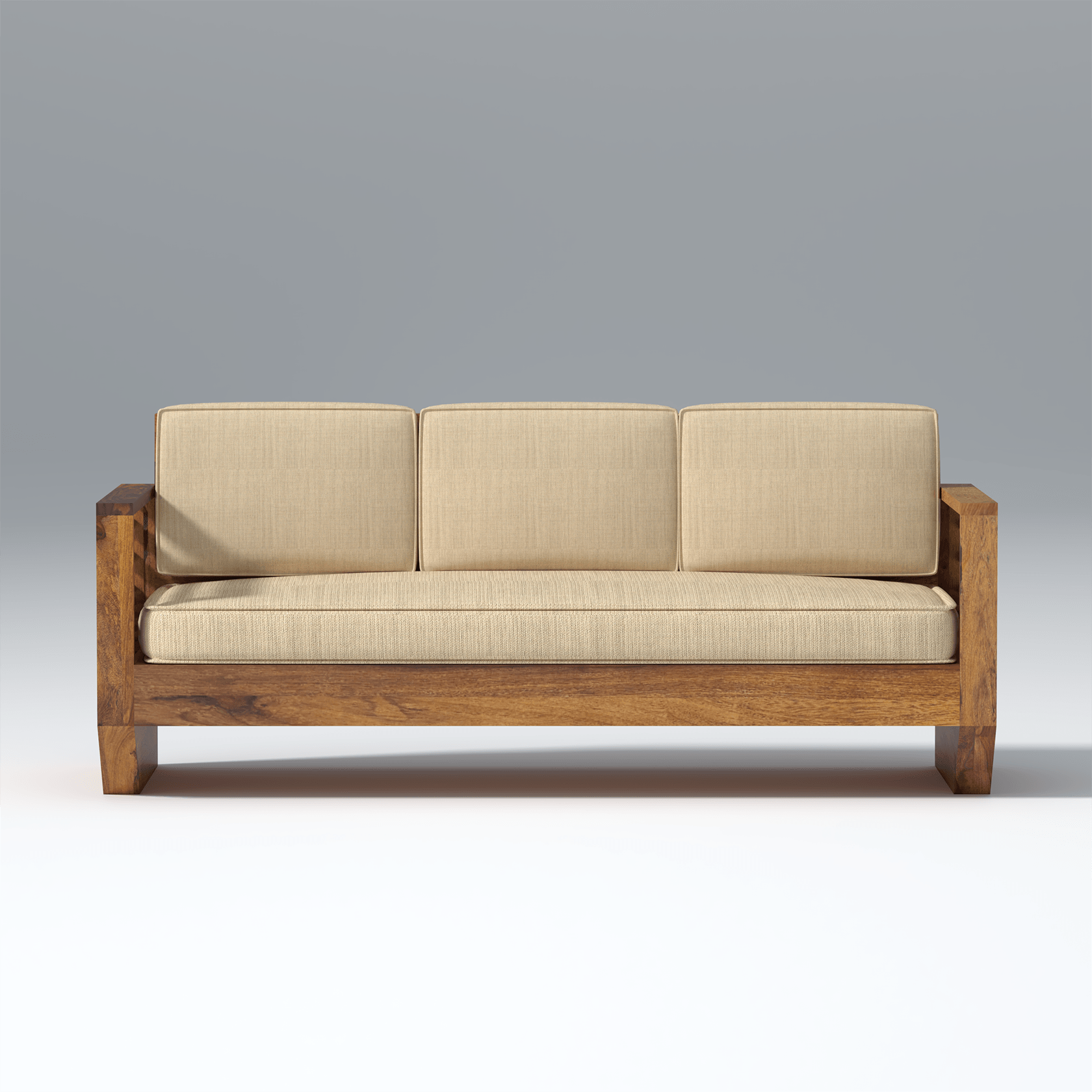 Plushify Sheesham Wood Sofa In Light Honey - Ouch Cart