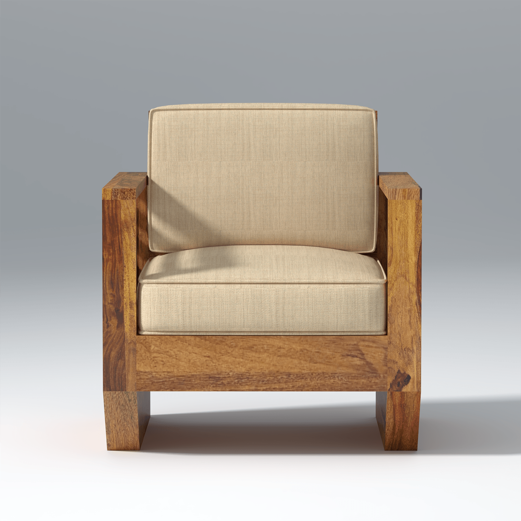 Plushify Sheesham Wood Sofa In Light Honey - Ouch Cart