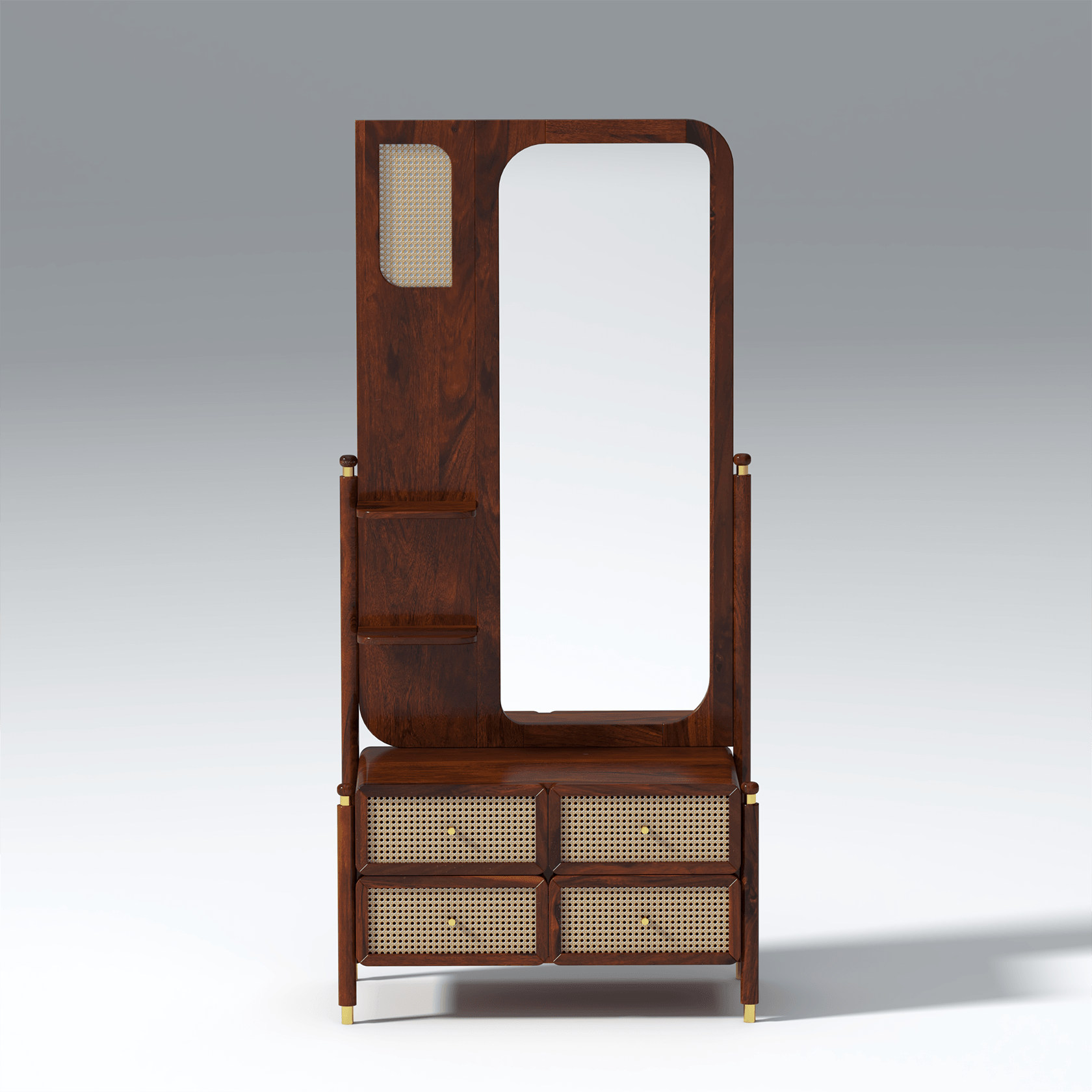 Lofti Sheesham Wood Dressing Table in Honey Brown Color - Ouch Cart