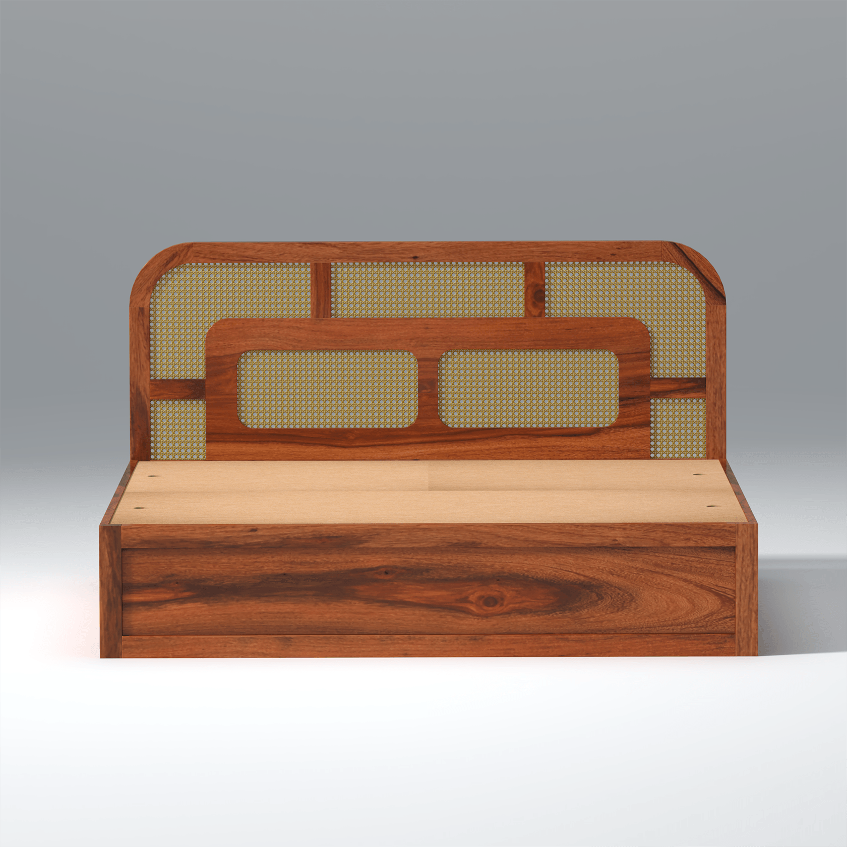 Zenitha Sheesham Wood Bed with Box Storage in Maharani Colour - Ouch Cart