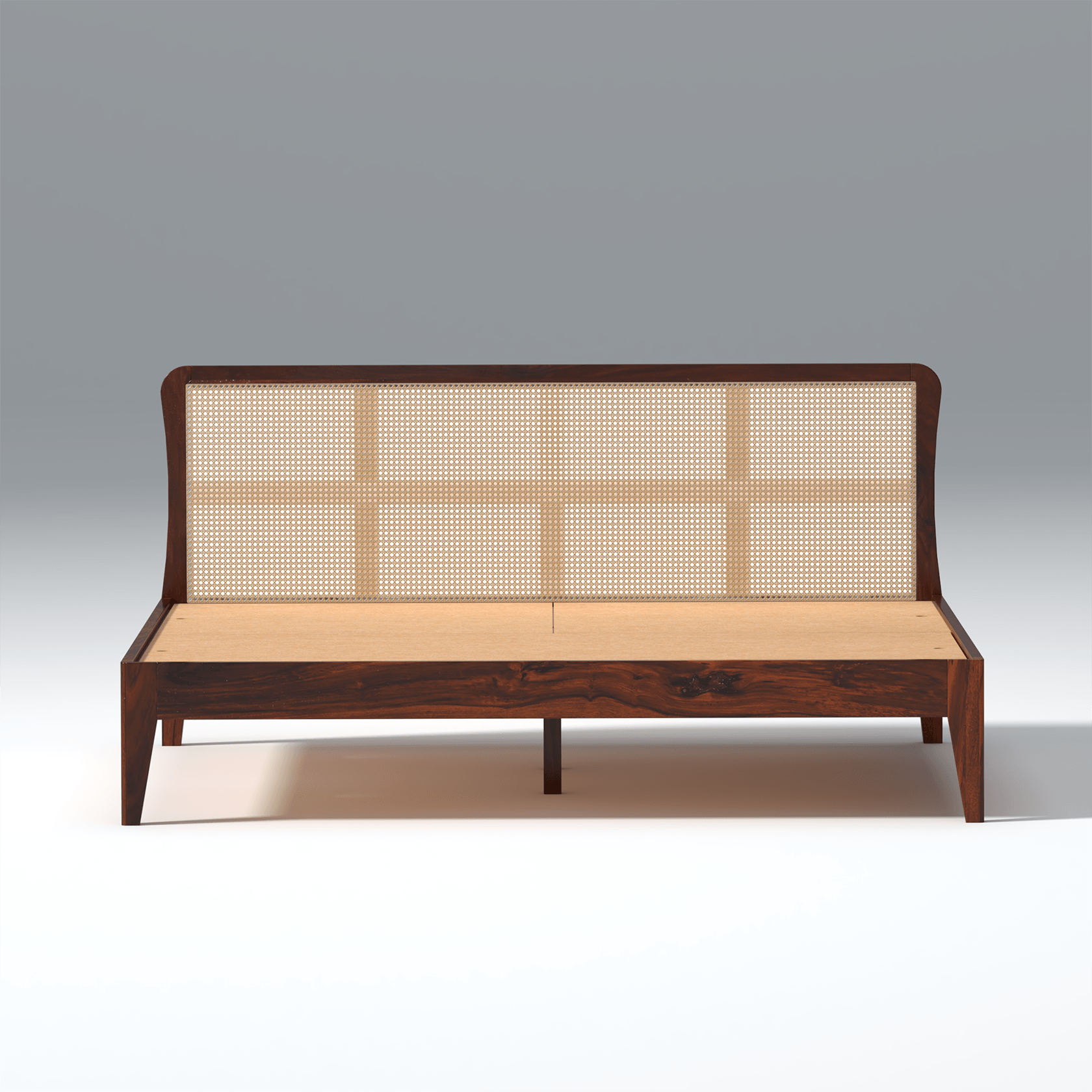 Zen Cane & Sheesham Wood Bed In Maharani Finish - Ouch Cart