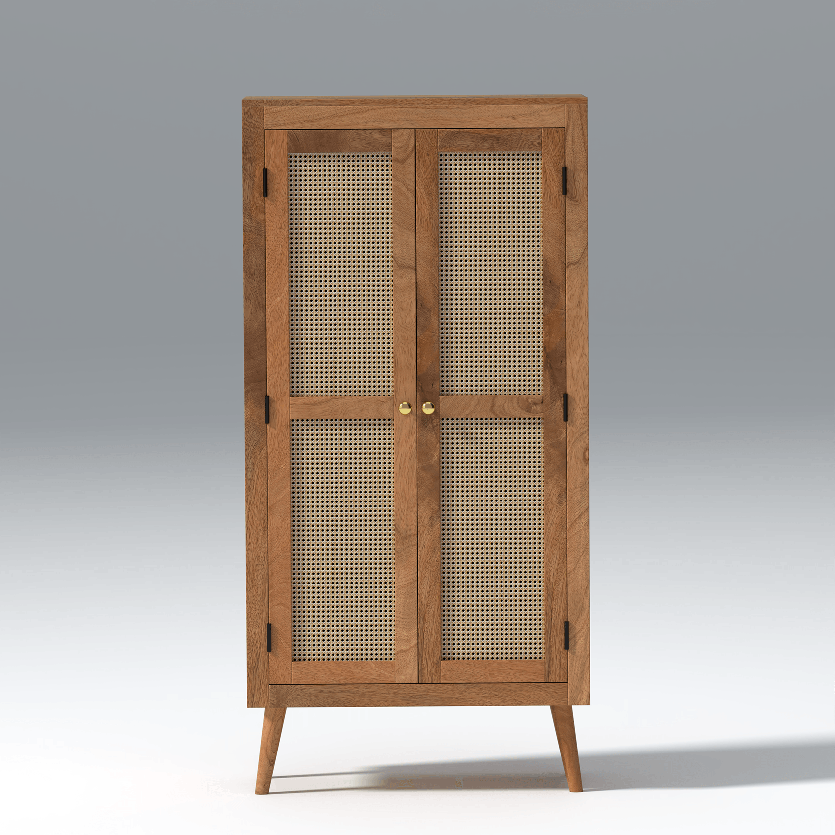 Blissi Two Door Mango Wood Wardrobe in Natural Colour - Ouch Cart