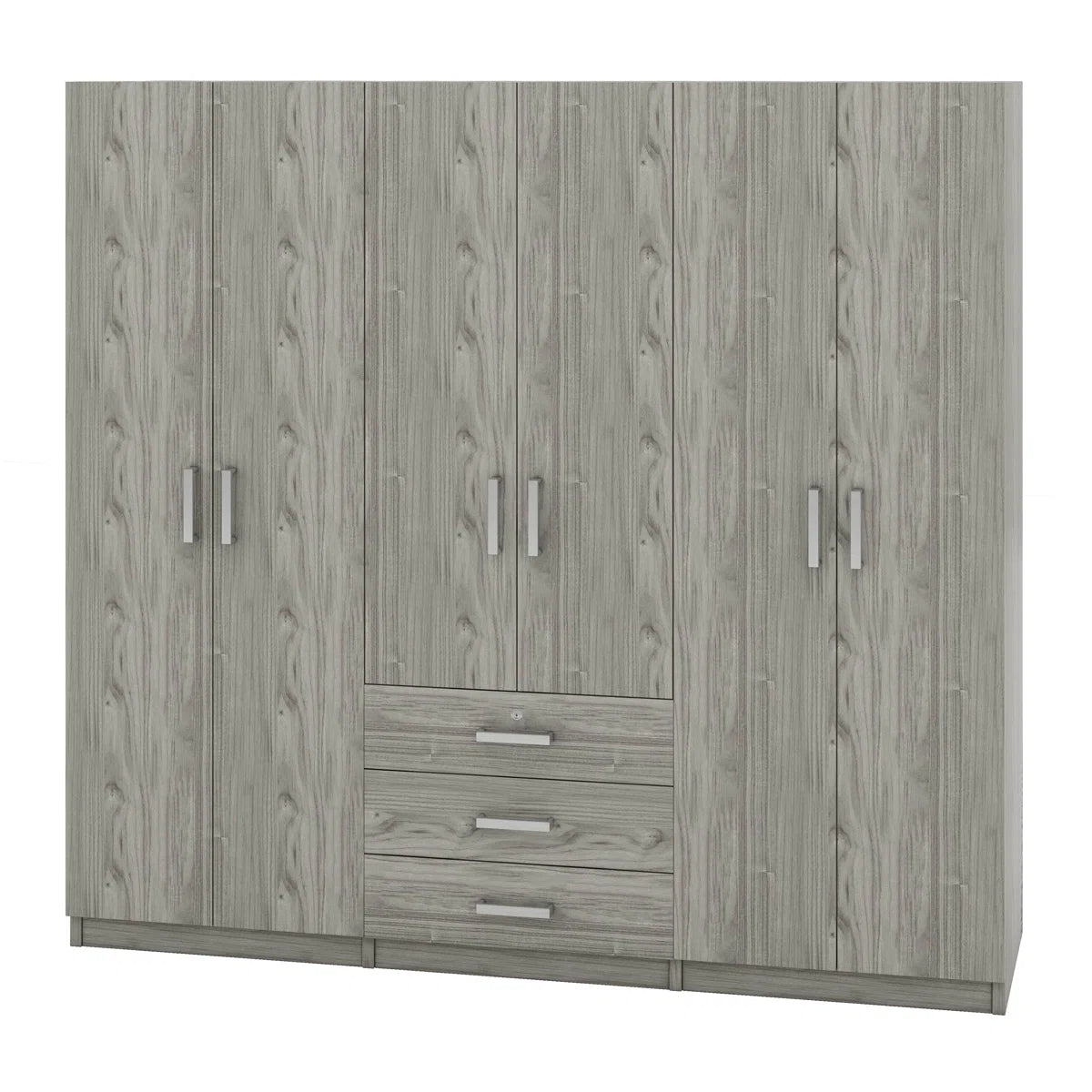 Eford Solid Wood 6-Door Armoire with 3 Drawers Spacious Bedroom Storage