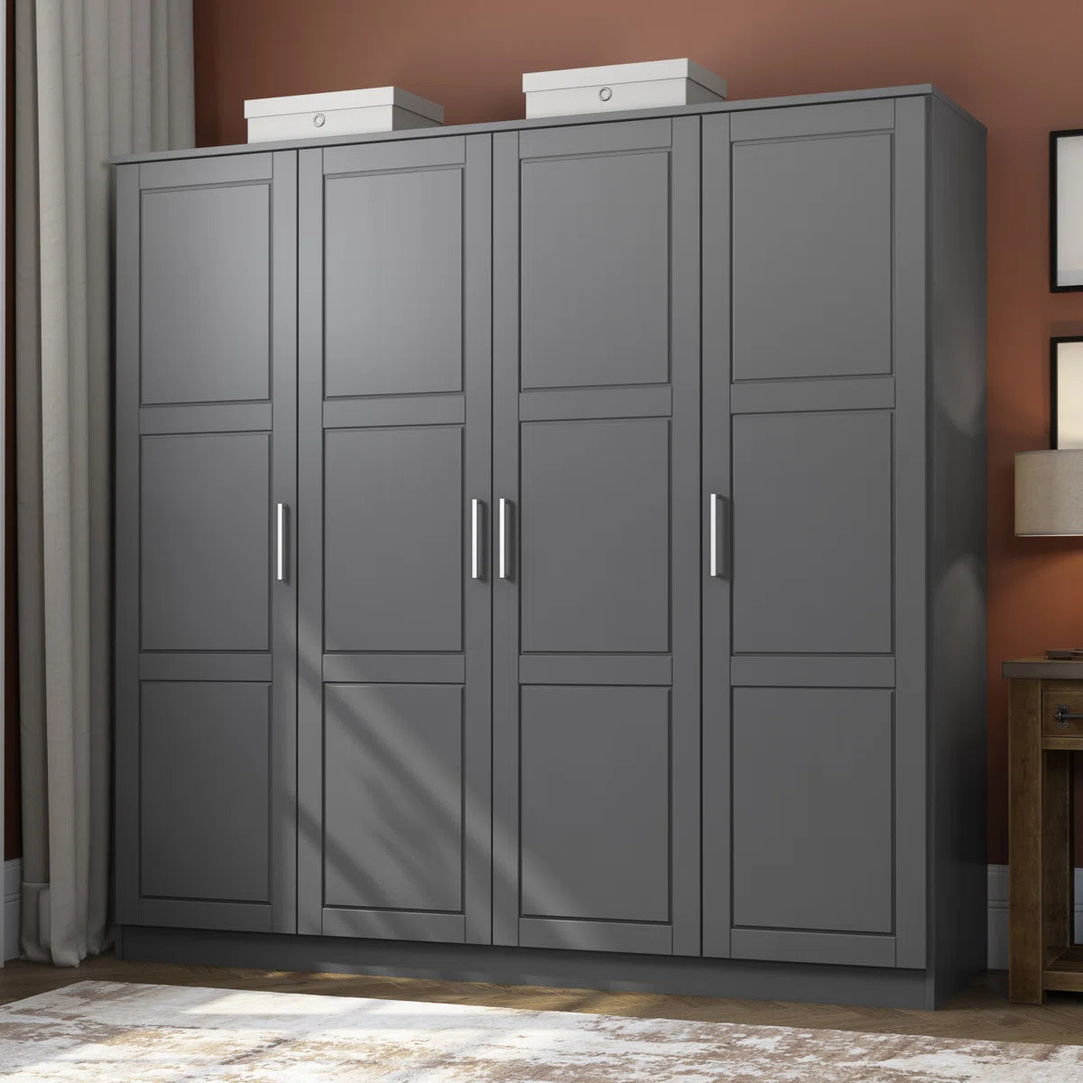 Premium 100% Solid Wood 4-Door Wardrobe Armoire Cosmo