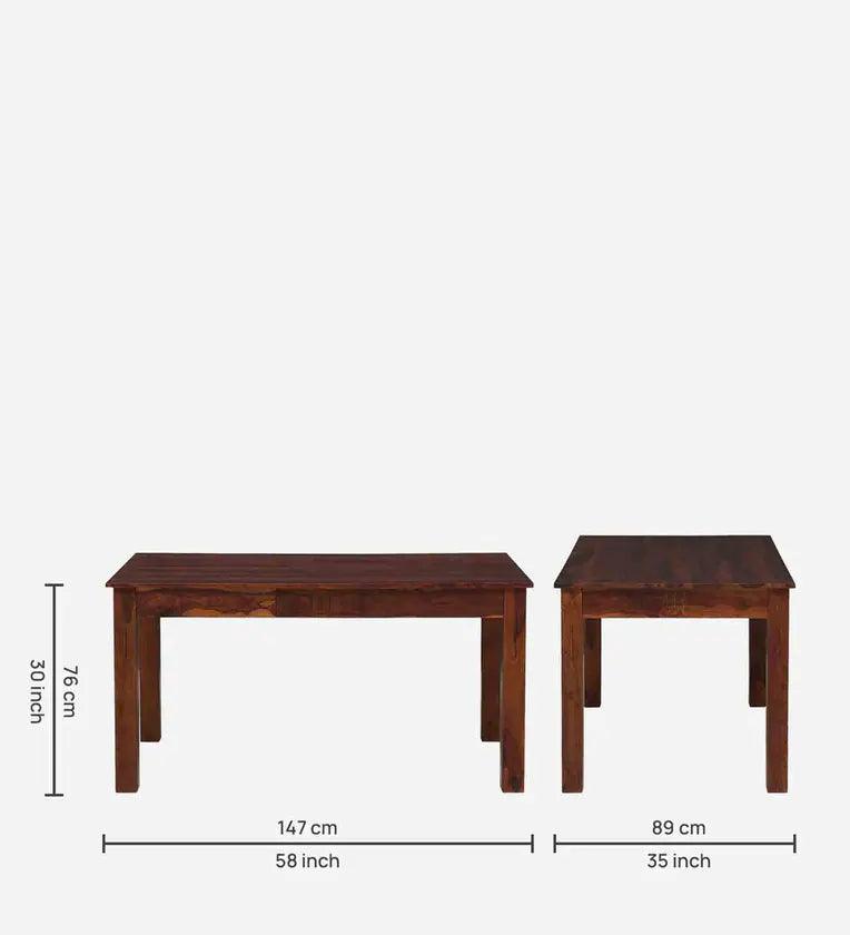 Sheesham Wood 6 Seater Dining Set In Honey Oak Finish With Bench - Ouch Cart