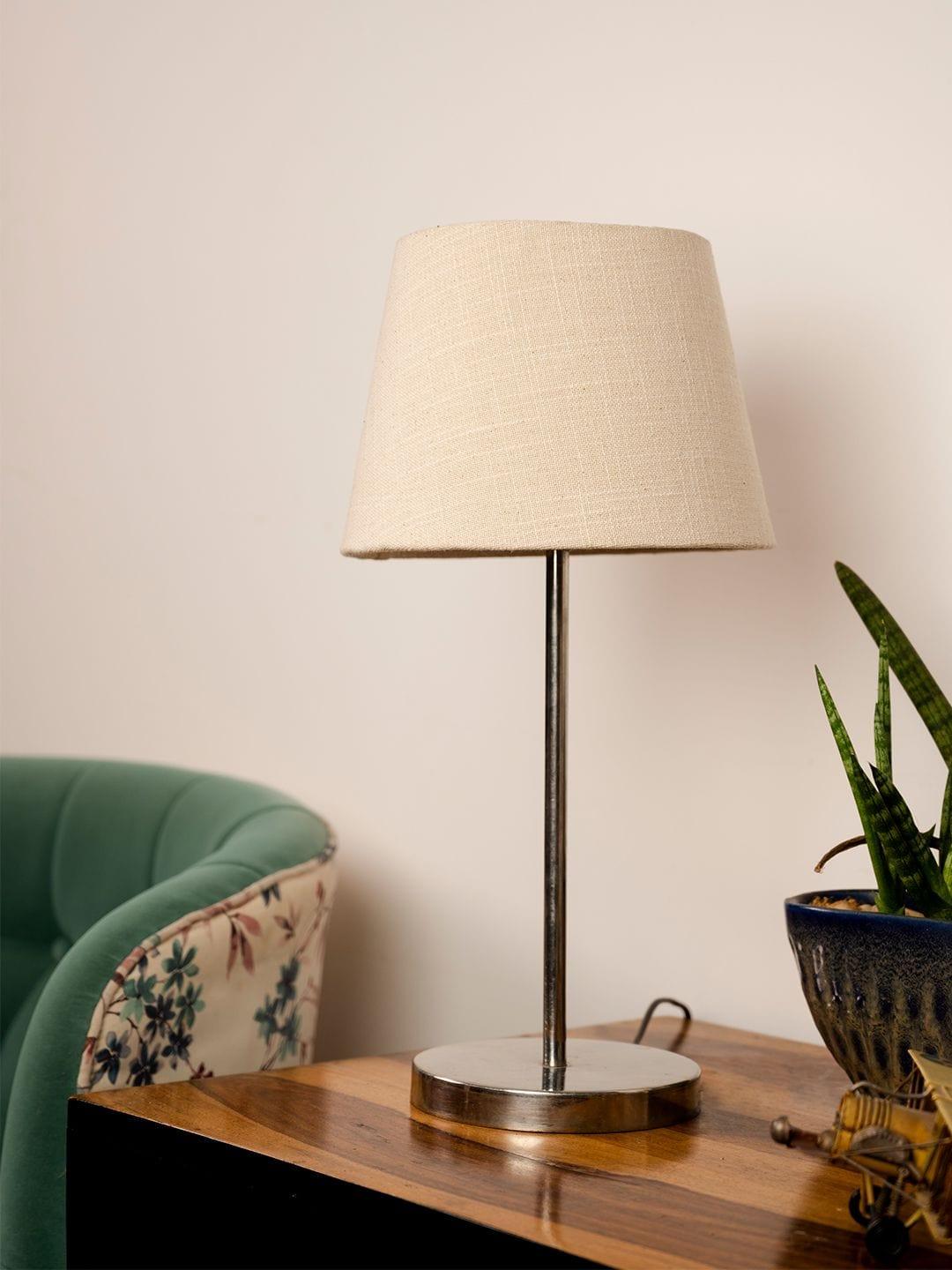 Metal Chrome Finish Lamp with Smare Taper White Shade - Ouch Cart