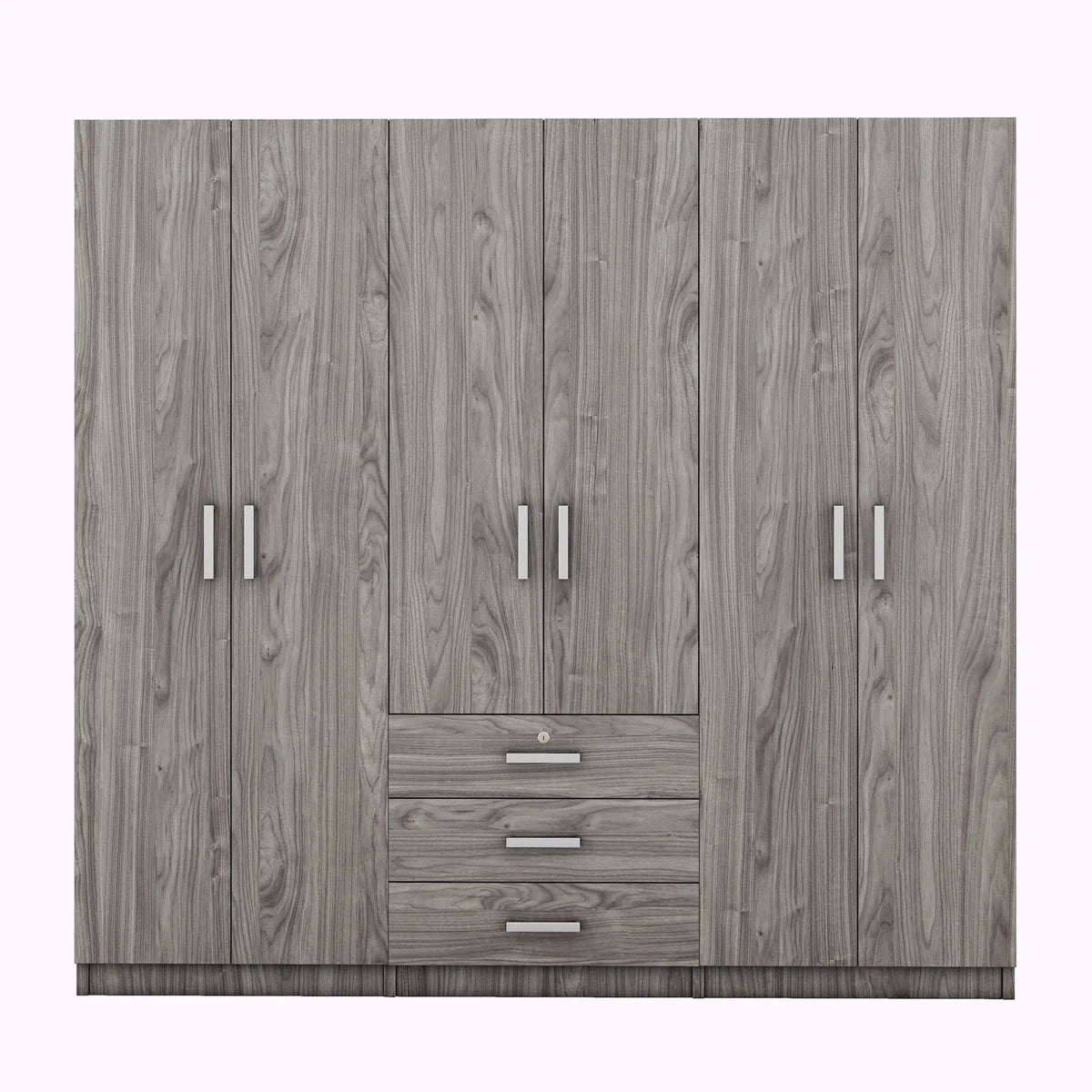 Eford Solid Wood 6-Door Armoire with 3 Drawers Spacious Bedroom Storage