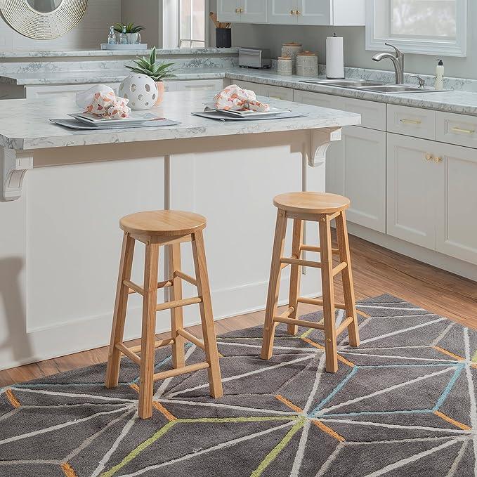 Natural Barstool with Round Seat, 24-Inch - Ouch Cart