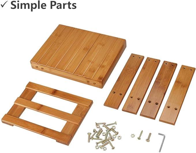 Shower Bench Stool, 10 inch Wooden Foot Step Stool for Bathroom Bedroom Kitchen Mudroom Foyer Entryway Shoe Bench - Ouch Cart